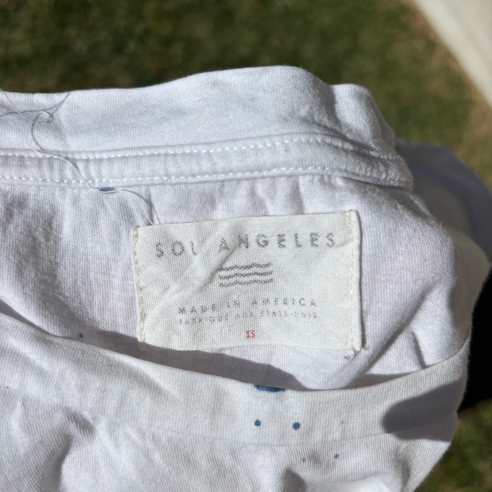 Sol‎ Angeles White Paint Splatter Graphic T-Shirt Size XS Short Sleeve Tee - Picture 3 of 7